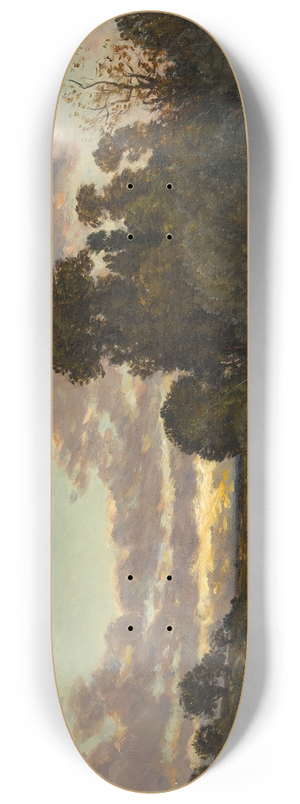 Hippolyte Camille Delpy - A river landscape at dusk 8.25 inch art skate deck