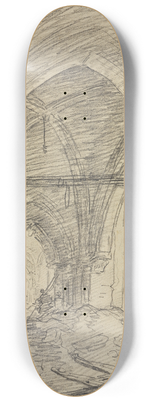 Hubert Robert - Abbruch eines gotischen Kirchenraums 8.25 inch art skate deck