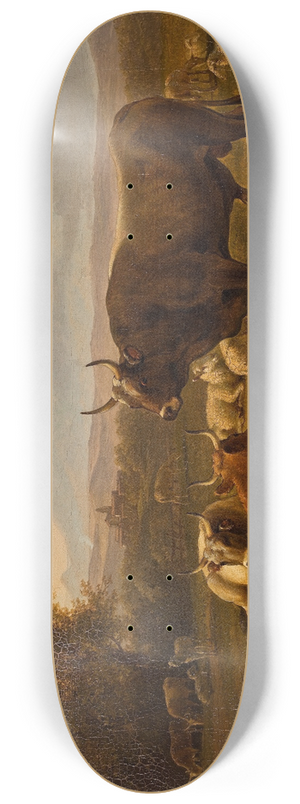Abraham Teerlink - Landscape With Cattle 8.25 inch art skate deck
