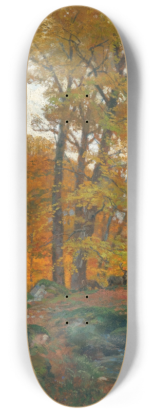 Hugo Darnaut - A Forest Glade with Stags in Autumn 8.25 inch art skate deck