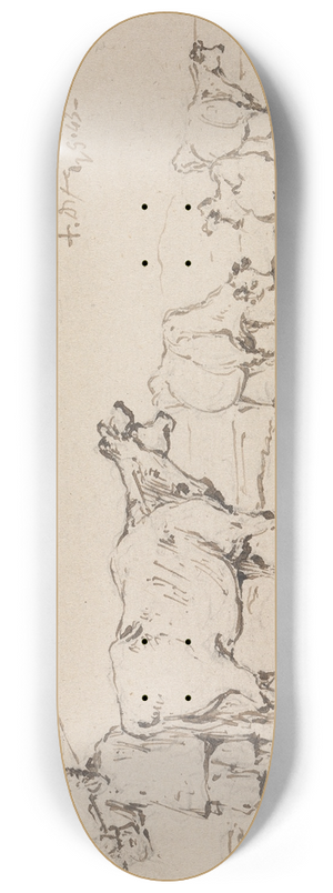 George Chinnery - A Peasant with Cattle 8.25 inch art skate deck