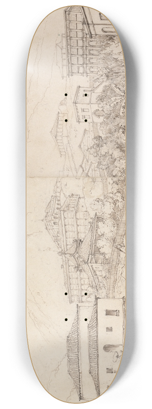 George Chinnery - Building on a Hillside in a Mountainous Village 8.25 inch art skate deck