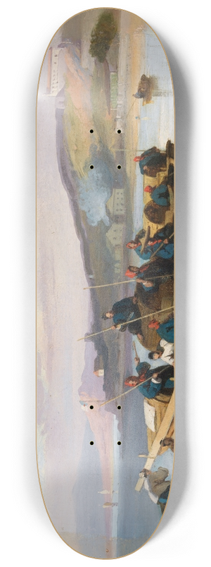 George Chinnery - Chinese Scene, Fishermen 8.25 inch art skate deck
