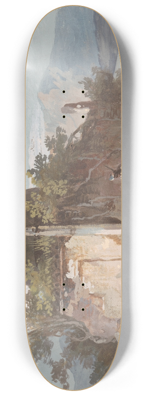 George Chinnery - Figure Seated by an Indian Temple 8.25 inch art skate deck
