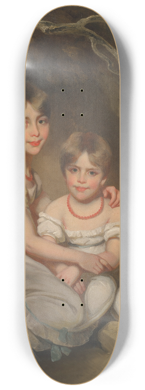 George Chinnery - Portrait of Margaret Wood (1810-1899) and her sister Mary (1811-1858) 8.25 inch art skate deck