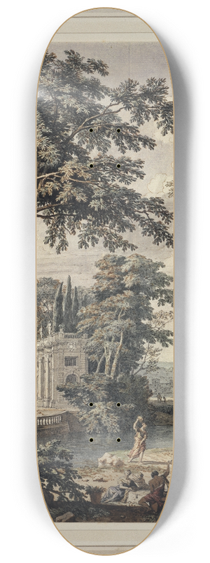 Isaac de Moucheron - Arcadian Landscape with Palace Architecture 8.25 inch art skate deck