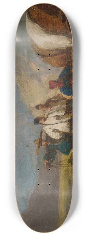 George Chinnery - Tanka boatpeople and a vendor on the coast at Macau 8.25 inch art skate deck