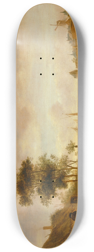 Isaac van Ostade - River Landscape With Swimmers 8.25 inch art skate deck