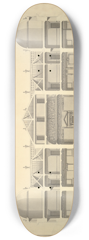 Isaac Ware - Section of the West Front, Houghton Hall, Norfolk 8.25 inch art skate deck