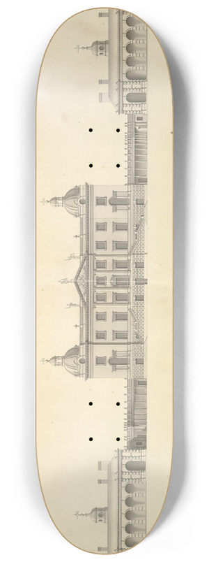 Isaac Ware - The West Front of Houghton Hall, Norfolk, Elevation 8.25 inch art skate deck