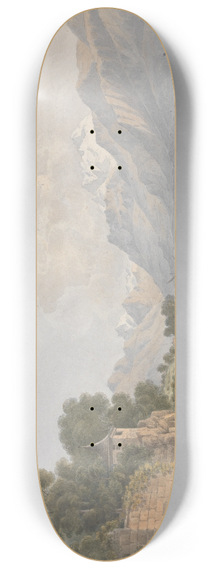 Isaac Weld - Mountainous Landscape with Lake, Gate and Figures 8.25 inch art skate deck