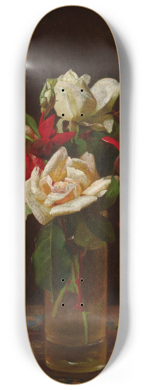 George Cochran Lambdin - Still Life with Roses and Fuchsia 8.25 inch art skate deck