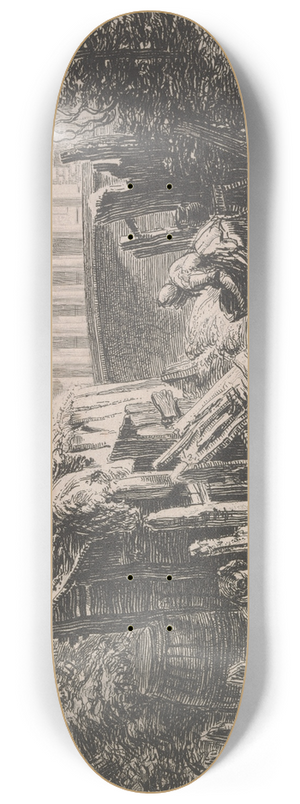 George Cuitt - Part of Chester Castle, 1816 8.25 inch art skate deck