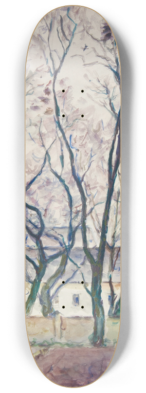 Ivan Ivanec - Pejza z drzewami i zespoem architektonicznym za murem 8.25 inch art skate deck