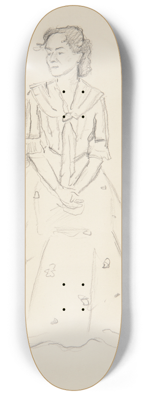Ivan Ivanec - Studium kobiety w dugiej sukni siedzcej z rkami zoonymi na kolanach 8.25 inch art skate deck