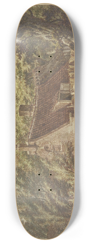 Jacob Cats - Htte im Walde mit einigem Vieh, links ein Kirchturm 8.25 inch art skate deck