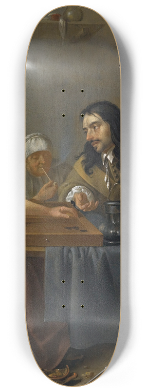 Jacob Duck - A Couple Playing Backgammon 8.25 inch art skate deck