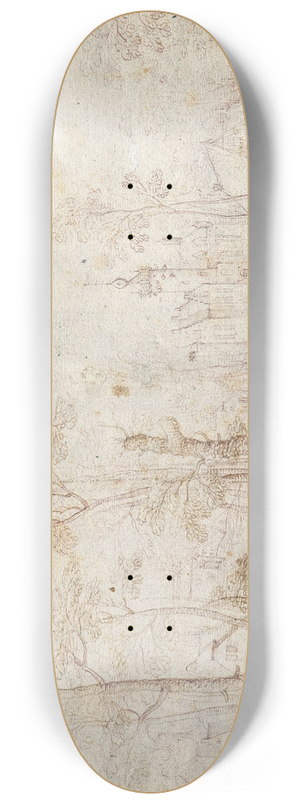 Jacob Grimmer - Moated Castle and Village 8.25 inch art skate deck