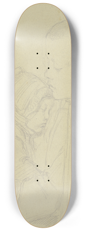 Jacob Happ - Boy with sleeping child 8.25 inch art skate deck