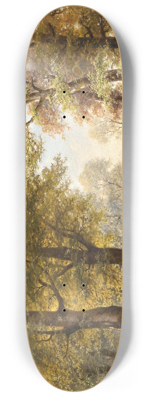 Jacobus Johannes van Poorten - A forest path with hiker in autumn 8.25 inch art skate deck