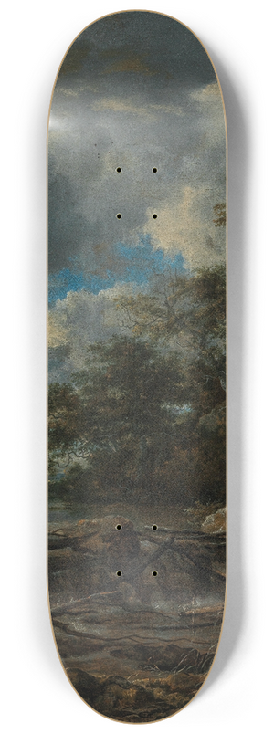 Jacob van Ruisdael - A wooded landscape with a waterfall 8.25 inch art skate deck