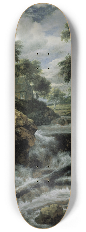 Jacob van Ruisdael - Waterfall in the Foothills (Norwegian Waterfall) 8.25 inch art skate deck