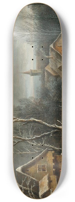 Jacques d'Arthois - A winter landscape with peasants gathering wood 8.25 inch art skate deck