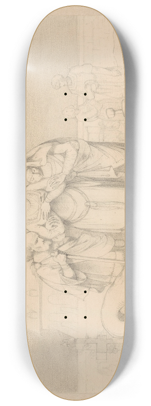 Alexander Hugo Bakker Korff - Scne uit een middeleeuws verhaal; de ouders en vrouw van de overledene rond het nog open graf 8.25 inch art skate deck