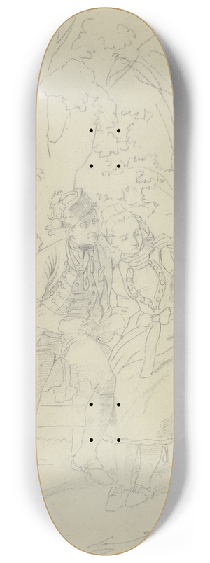 Jakob Becker - Bauernbursche und -mdchen am Brunnen 8.25 inch art skate deck