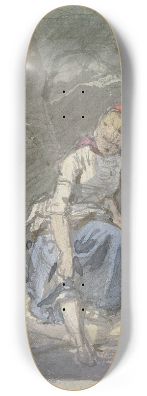 Jakob Becker - Bauernmdchen im Wald sitzend 8.25 inch art skate deck
