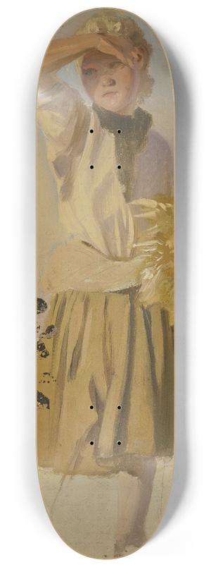Jakob Becker - Bauernmdchen mit Garbe, die Augen vor der Sonne schirmend 8.25 inch art skate deck