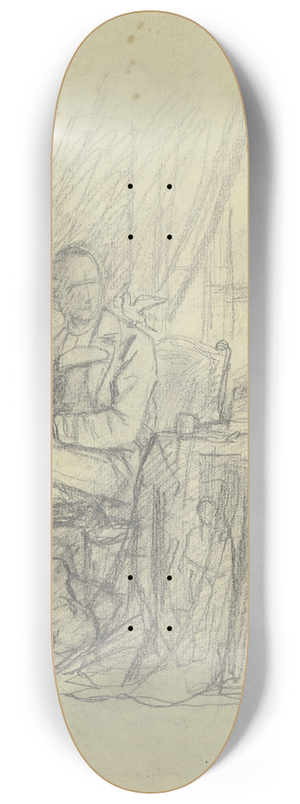 Jakob Becker - Sitzender Mann mit einem Vogel auf der Schulter 8.25 inch art skate deck