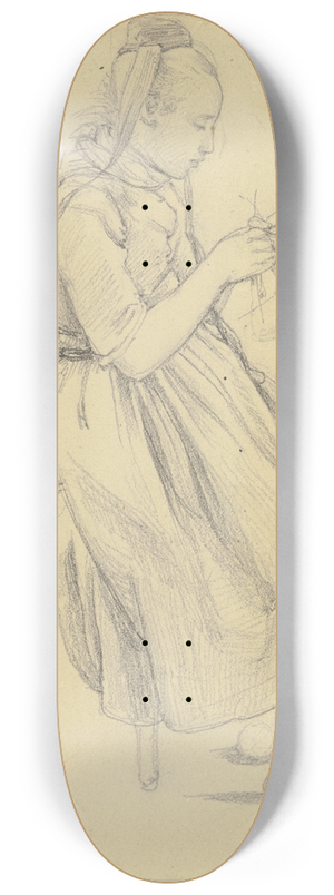 Jakob Becker - Strickendes Mdchen in Tracht 8.25 inch art skate deck