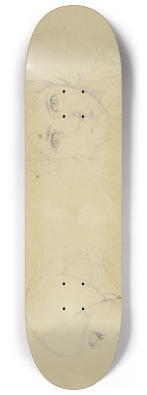 Jakob Becker - Studienblatt; Bildnis eines Mdchens, im Profil nach links und en face 8.25 inch art skate deck