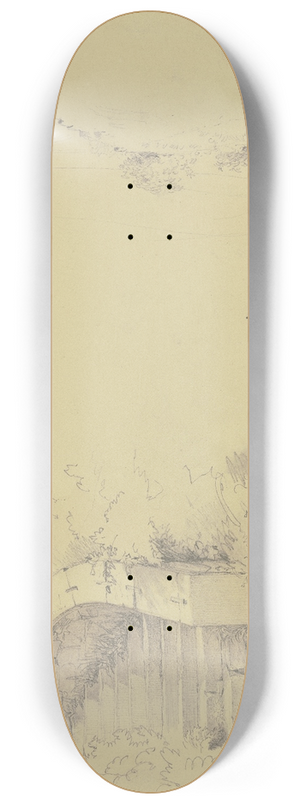 Jakob Becker - Studienblatt; Parktreppe, Landschaft 8.25 inch art skate deck