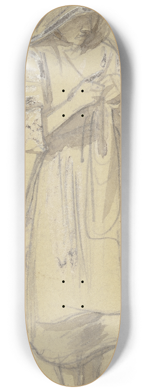 Jakob Frchtegott Dielmann - Barfiges Mdchen, strickend 8.25 inch art skate deck