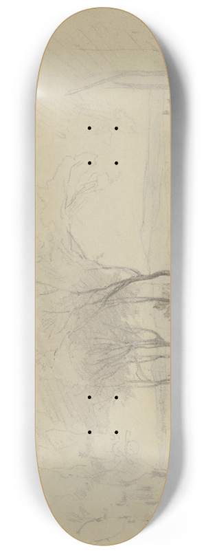 Jakob Frchtegott Dielmann - Unter einer Baumgruppe liegt ein Handwerksbursche in blauem Kittel 8.25 inch art skate deck