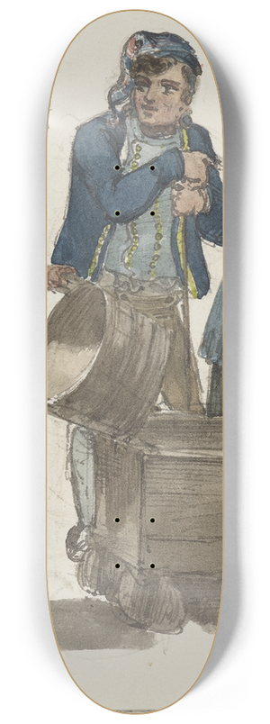 Jakob Frchtegott Dielmann - Zwei Mdchen und ein Bursche am Brunnen 8.25 inch art skate deck