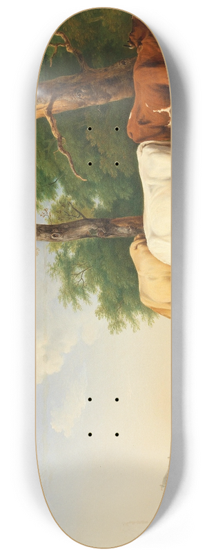 Alexander Johann Dallinger von Dalling - Cows in a meadow 8.25 inch art skate deck