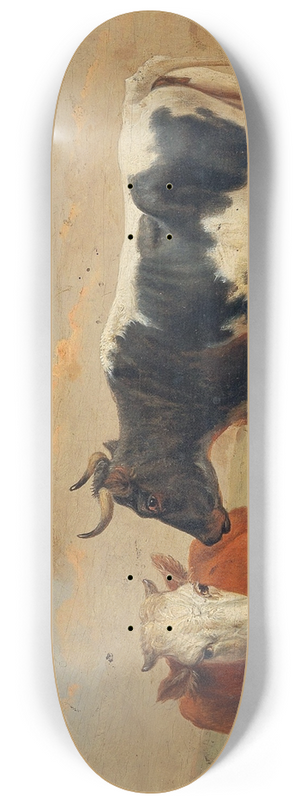Alexander Johann Dallinger von Dalling - Cows in the Pasture 8.25 inch art skate deck
