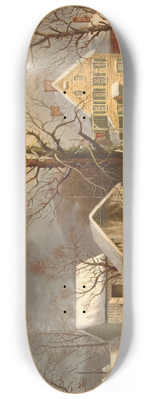 George Henry Durrie - Winter in the Country, A Cold Morning 8.25 inch art skate deck