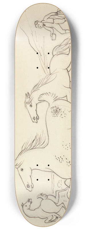 James Howe - Three Horses and Stable Lad 8.25 inch art skate deck