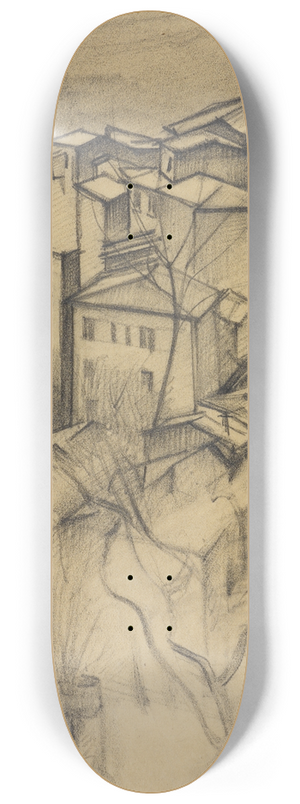 Alexander Kanoldt - Huser in Olevano, Hochformat (Olevano II) 8.25 inch art skate deck