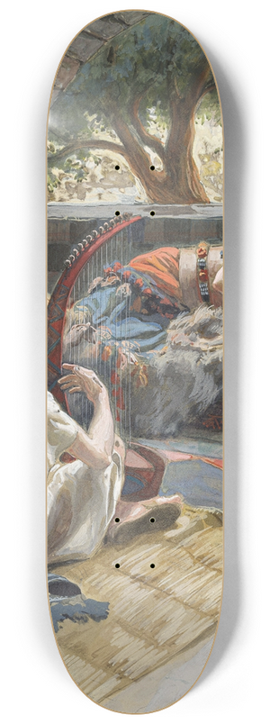 James Tissot - David Plays the Harp Before Saul 8.25 inch art skate deck