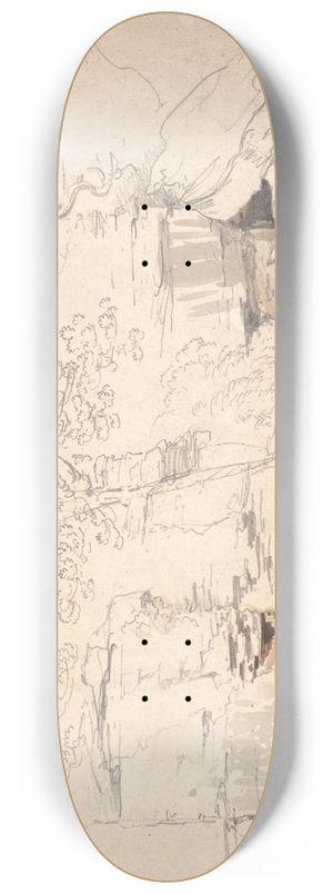 James Ward - A Rocky Hillside with Trees and Figures 8.25 inch art skate deck
