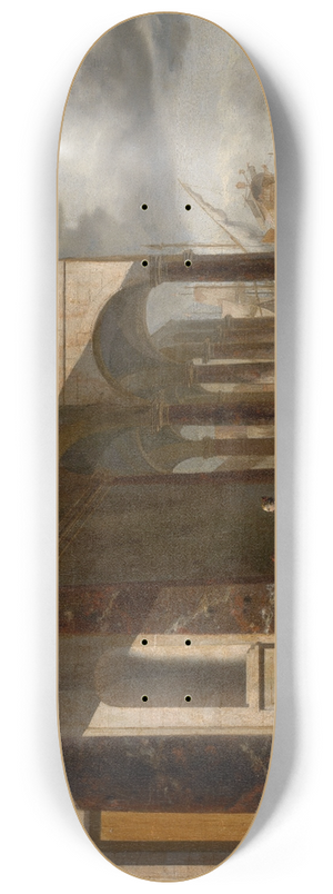 Jan Baptist Weenix - An Italian Seaport 8.25 inch art skate deck