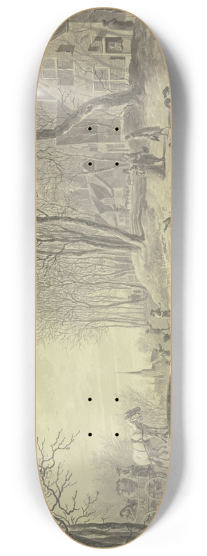Abraham Teerlink - Winterlandschaft, Schlittschuhlufer auf dem Kanal, ber den eine steinerne Brcke fhrt 8.25 inch art skate deck