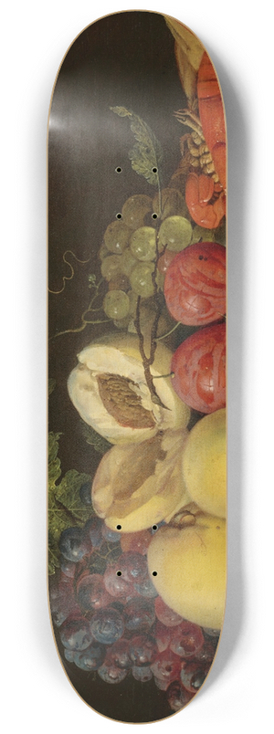 Jan Davidsz de Heem - Fruit on a silver platter with lobsters on a partially draped table 8.25 inch art skate deck
