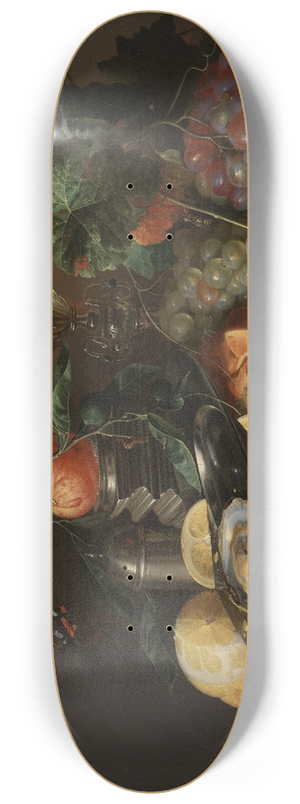 Jan Davidsz de Heem - Still Life with Oysters and Grapes 8.25 inch art skate deck