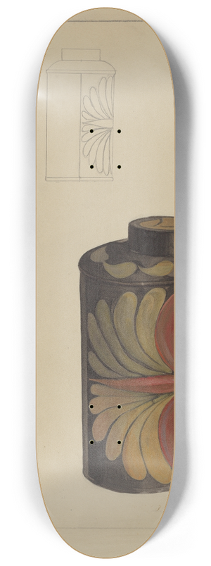 Janet Riza - Toleware Tea Caddy 8.25 inch art skate deck